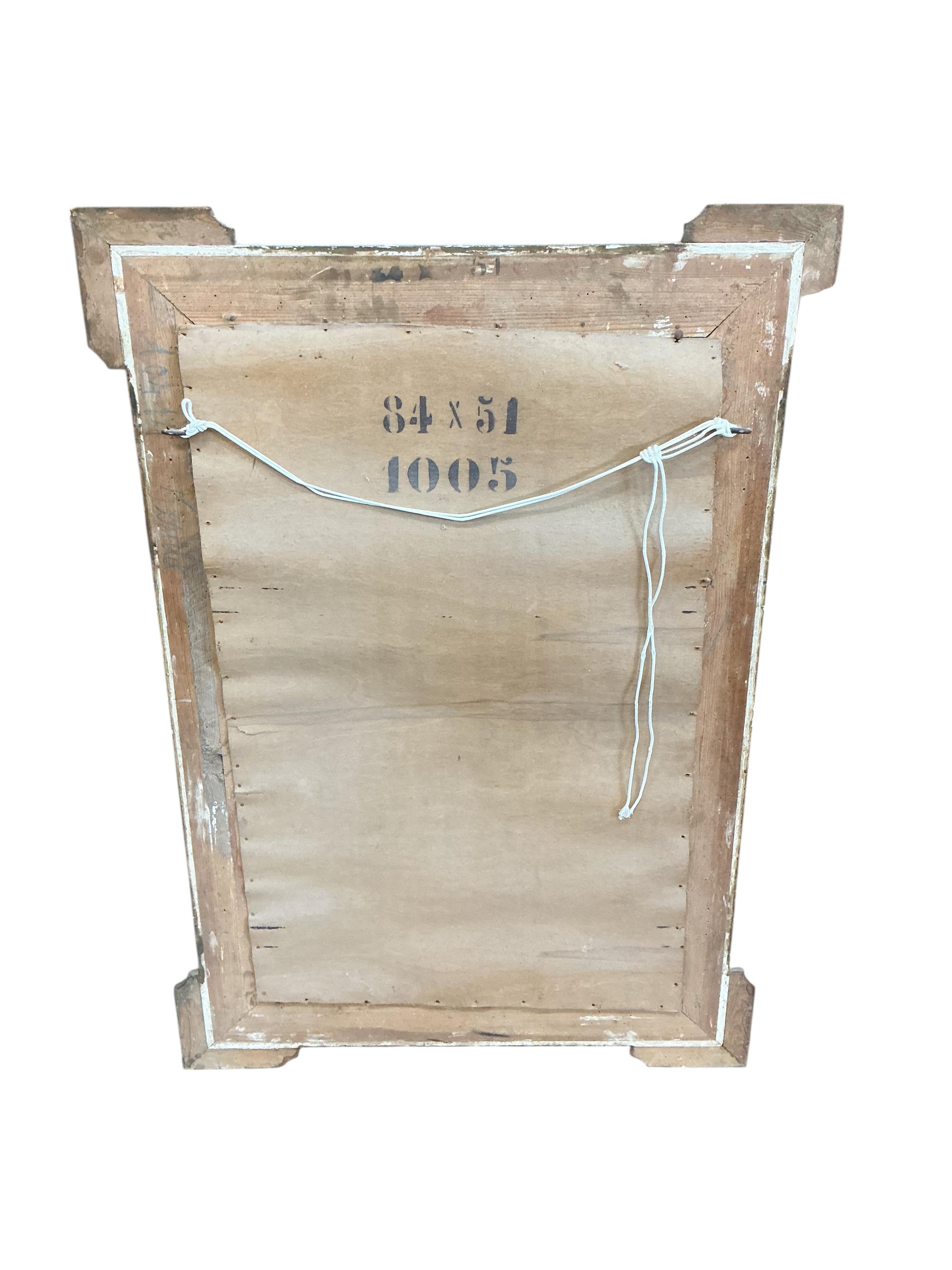 A late 19th century French giltwood and composition wall mirror, later painted, width 78cm, height 124cm